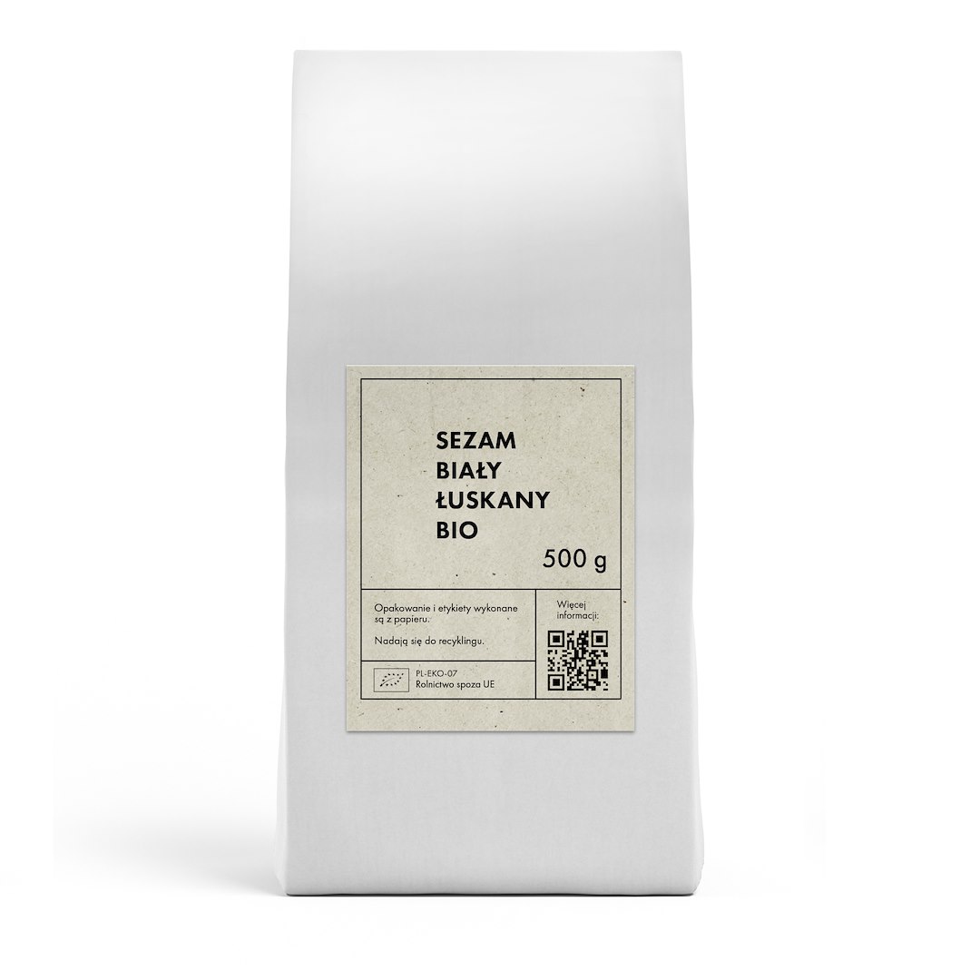 SEZAM BIAŁY ŁUSKANY BIO 500 g - THE PLANET - obrazek 2
