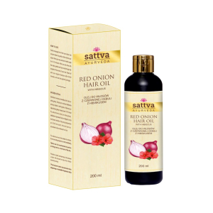 OLEJEK DO WŁOSÓW Z CZERWONEJ CEBULI Z HIBISKUSEM 200 ml – SATTVA (AYURVEDA)