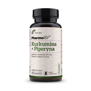 KURKUMINA + PIPERYNA BEZGLUTENOWE 90 KAPSUŁEK – PHARMOVIT (CLASSIC)