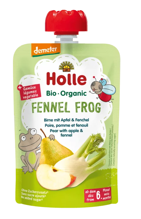 MUS KOPERKOWA ŻABA (GRUSZKA - JABŁKO - KOPER WŁOSKI) BEZ DODATKU CUKRÓW BEZGLUTENOWA OD 6 MIESIĄCA DEMETER BIO 100 g - HOLLE - obrazek 2