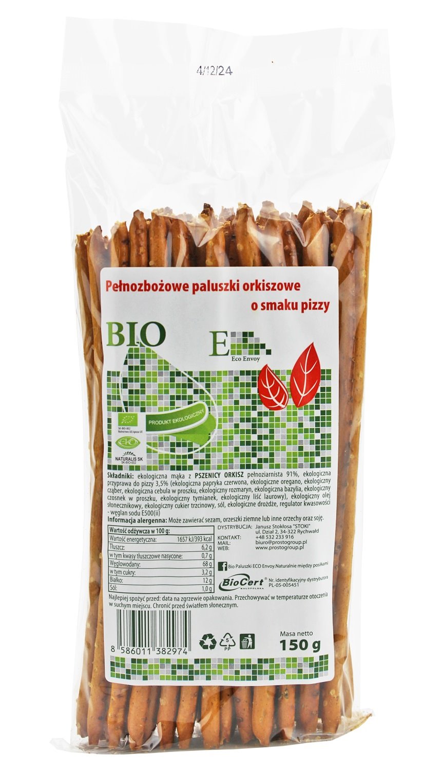 PALUSZKI ORKISZOWE PEŁNOZIARNISTE O SMAKU PIZZY BIO 150 g - ENVOY - obrazek 2
