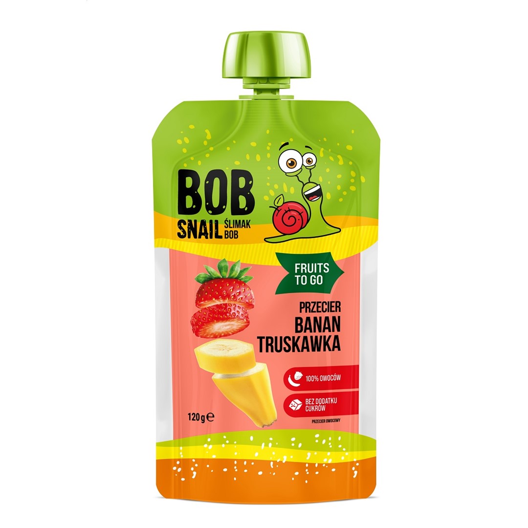 SMOOTHIE BANAN - TRUSKAWKA BEZ DODATKU CUKRÓW 120 g - BOB SNAIL - obrazek 2
