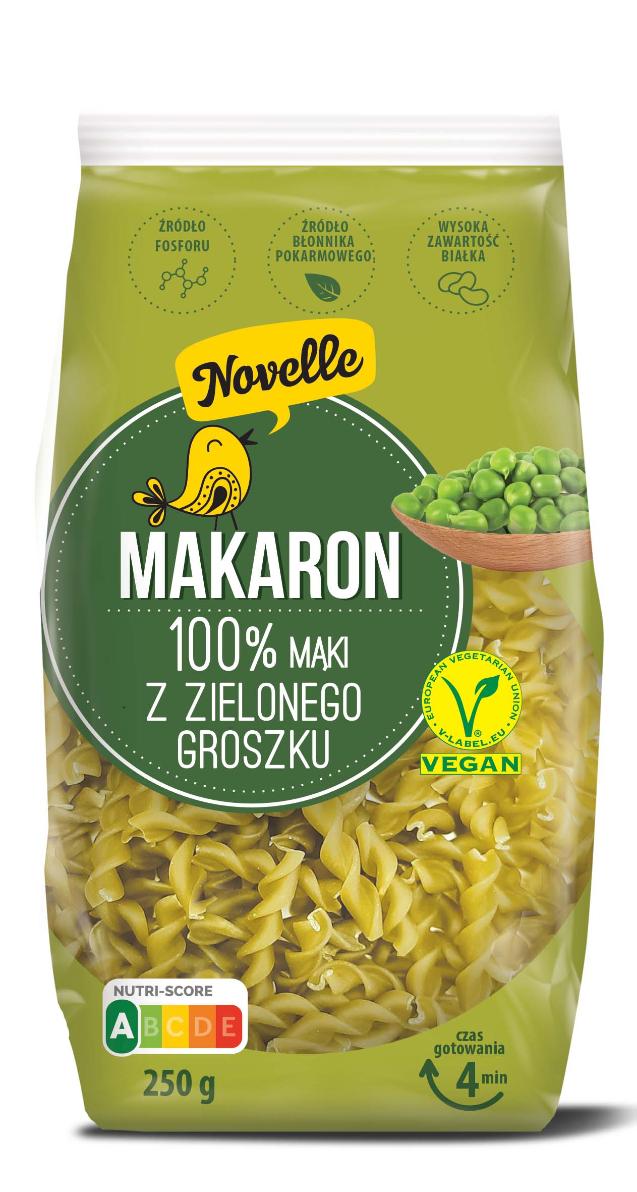 MAKARON PROTEINOWY (Z GROSZKU ZIELONEGO) ŚWIDERKI 250 g - NOVELLE - obrazek 2