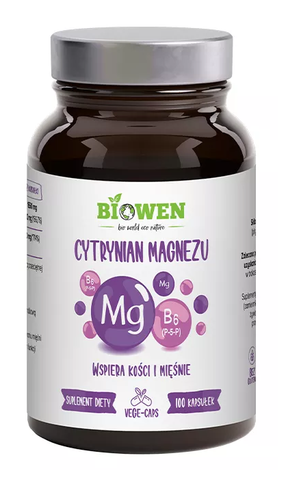 CYTRYNIAN MAGNEZU + WITAMINA B6 BEZGLUTENOWY 100 KAPSUŁEK - BIOWEN - obrazek 2