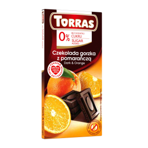 CZEKOLADA GORZKA Z POMARAŃCZĄ BEZ DODATKU CUKRÓW BEZGLUTENOWA 75 g – TORRAS
