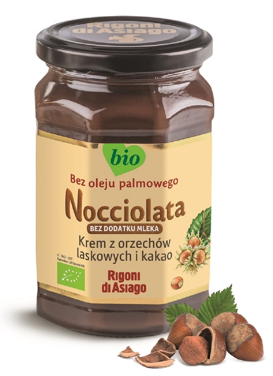 KREM WEGAŃSKI Z ORZECHÓW LASKOWYCH I KAKAO BEZGLUTENOWY BIO 250 g - RIGONI DI ASIAGO (NOCCIOLATA) - obrazek 2