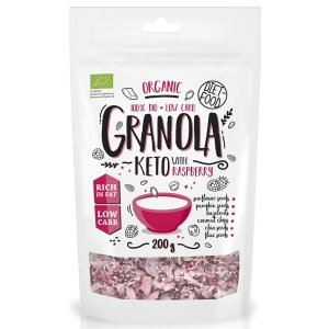 GRANOLA MALINOWA BEZ DODATKU CUKRÓW KETO BIO 200 g – DIET-FOOD