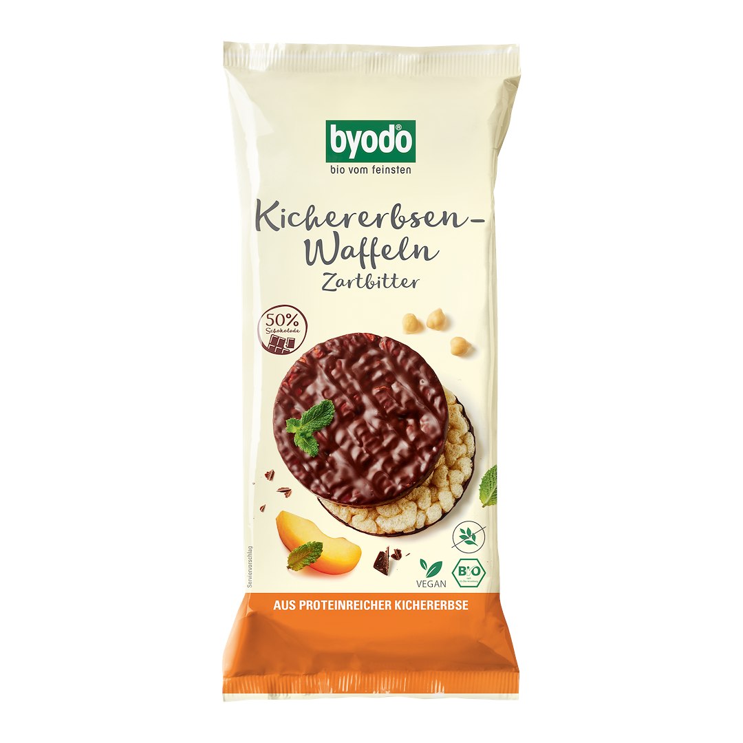 WAFLE Z CIECIERZYCY OBLANE CZEKOLADĄ GORZKĄ BEZGLUTENOWE BIO 65 g - BYODO - obrazek 2