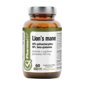 GRZYBY SOPLÓWKA JEŻOWATA (LION’S MANE) EKSTRAKT (450 mg) BEZGLUTENOWY 60 KAPSUŁEK – PHARMOVIT (CLEAN LABEL)
