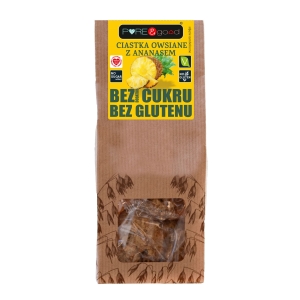 CIASTKA OWSIANE Z ANANASEM BEZ DODATKU CUKRÓW BEZGLUTENOWE 150 g – PURE&GOOD