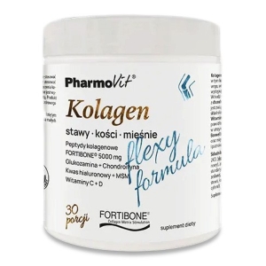 KOLAGEN O SMAKU BANANOWYM FLEXY FORMULA BEZGLUTENOWY W PROSZKU 196 g – PHARMOVIT