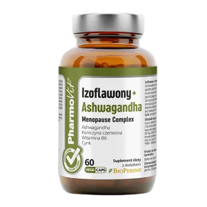 IZOFLAWONY + ASHWAGANDHA MENOPAUSE COMPLEX BEZGLUTENOWE 60 KAPSUŁEK – PHARMOVIT (CLEAN LABEL)