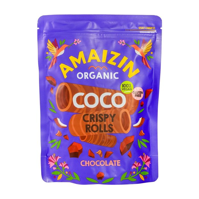 RURKI WAFLOWE KOKOSOWO - CZEKOLADOWE BEZGLUTENOWE BIO 140 g - AMAIZIN - obrazek 2