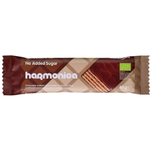 WAFELEK Z SAMOPSZY Z KREMEM MLECZNO – KAKAOWYM W POLEWIE Z CZEKOLADY MLECZNEJ BEZ DODATKU CUKRÓW BIO 40 g – HARMONICA