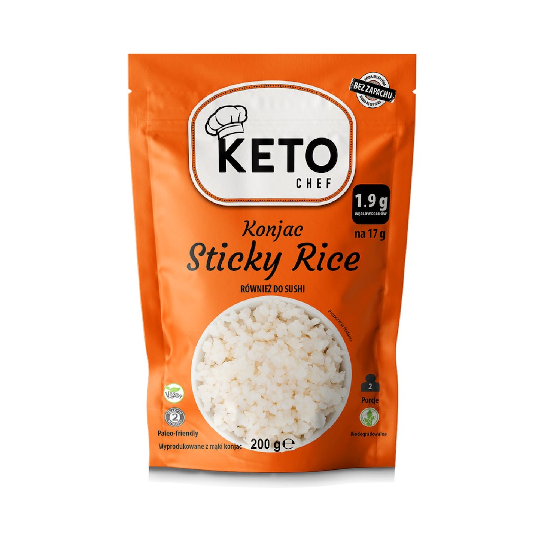 MAKARON (KONJAC) W KSZTAŁCIE RYŻU (STICKY RICE) DO SUSHI BEZGLUTENOWY 200 g - KETO CHEF - obrazek 2