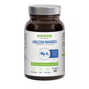 JABŁCZAN MAGNEZU + WITAMINA B6 100 KAPSUŁEK – BIOWEN