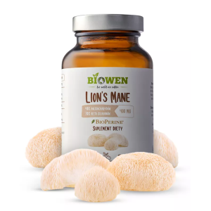 GRZYBY SOPLÓWKA JEŻOWATA (LION’S MANE) EKSTRAKT (400 mg) BEZGLUTENOWY 90 KAPSUŁEK – BIOWEN