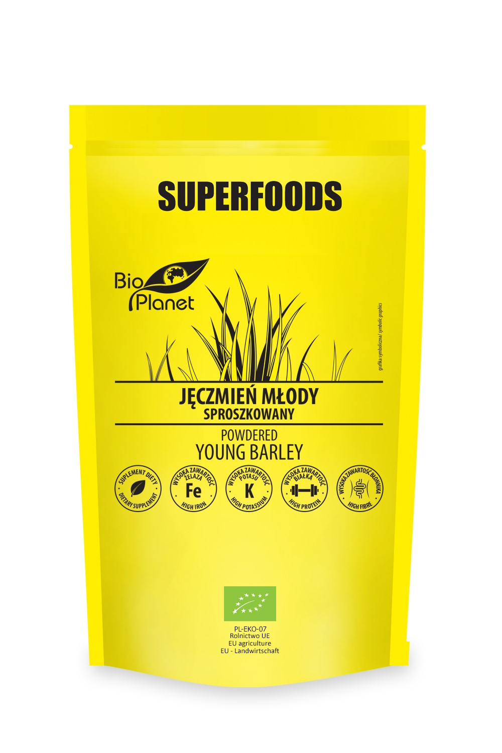 JĘCZMIEŃ MŁODY SPROSZKOWANY BIO 100 g - BIO PLANET SUPERFOODS - obrazek 2