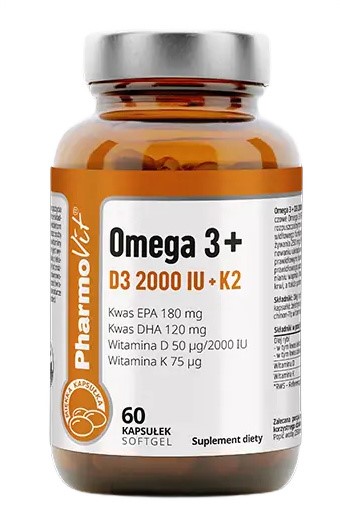 OMEGA-3 + WITAMINA D3 + K2 BEZGLUTENOWA 60 KAPSUŁEK - PHARMOVIT (CLEAN LABEL) - obrazek 2