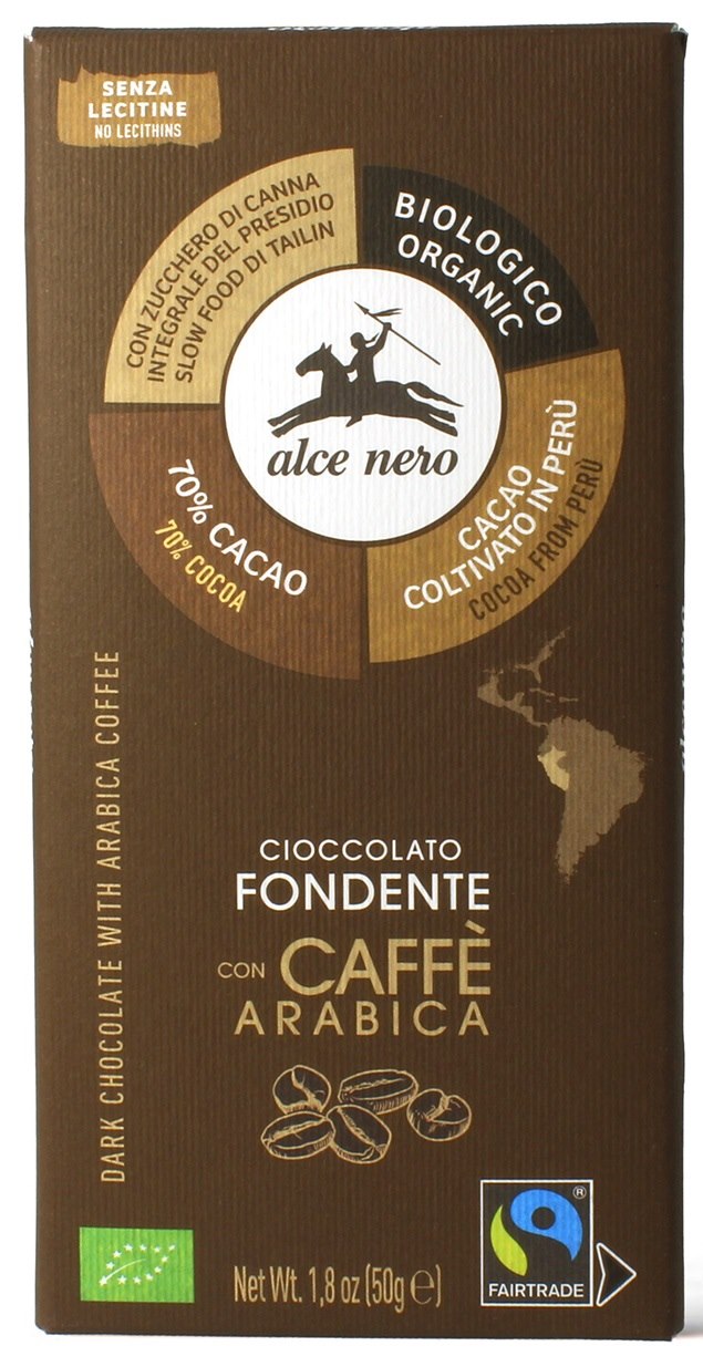 CZEKOLADA GORZKA Z KAWĄ FAIR TRADE BEZGLUTENOWA BIO 50 g - ALCE NERO - obrazek 2