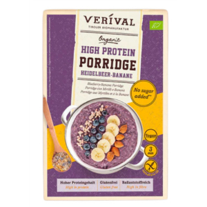 OWSIANKA PROTEINOWA Z BORÓWKĄ I BANANEM BEZ DODATKU CUKRÓW BEZGLUTENOWA BIO 350 g – VERIVAL