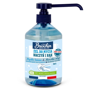 ŻEL DO MYCIA NACZYŃ I RĄK NA BAZIE MYDŁA LNIANEGO I ALG MORSKICH ECO 500 ml – BRIOCHIN