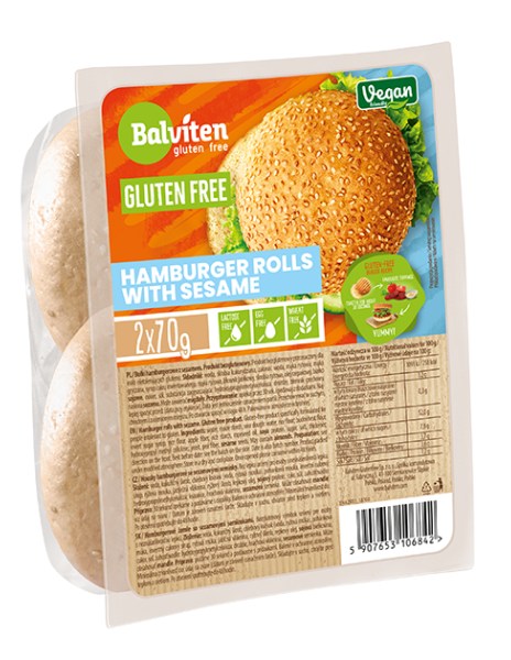 BUŁKI DO HAMBURGERÓW Z SEZAMEM BEZGLUTENOWE (2 szt.) 140 g - BALVITEN - obrazek 2