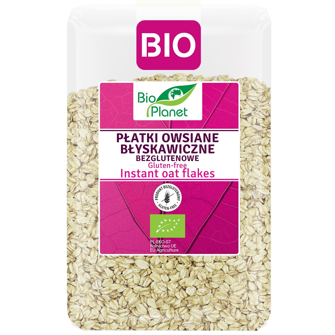 PŁATKI OWSIANE BŁYSKAWICZNE BEZGLUTENOWE BIO 1 kg - BIO PLANET - obrazek 2