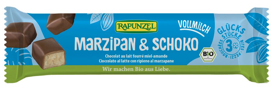 BATONIKI MARCEPANOWE Z MIODEM W CZEKOLADZIE MLECZNEJ BIO 50 g - RAPUNZEL - obrazek 2