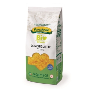 MAKARON (KUKURYDZIANO – RYŻOWY) MUSZELKI BEZGLUTENOWY BIO 340 g – FARABELLA