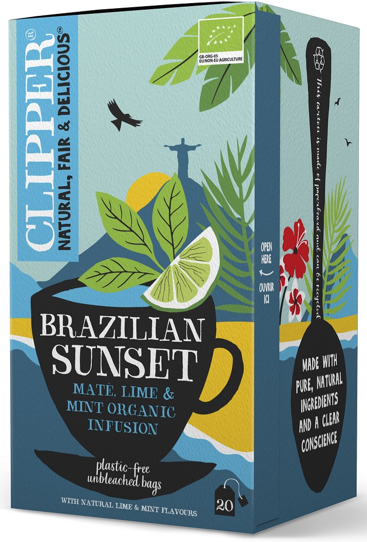 YERBA MATE Z MIĘTĄ I LIMONKĄ (BRAZILIAN SUNSET) BIO (20 x 2 g) 40 g - CLIPPER - obrazek 2