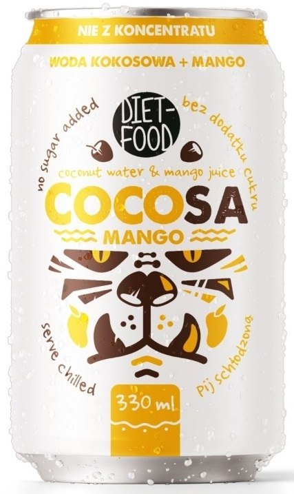 WODA KOKOSOWA Z SOKIEM Z MANGO 330 ml - DIET-FOOD (COCOSA) - obrazek 2
