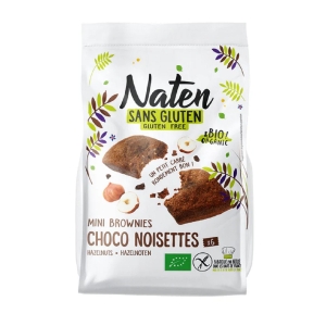 CIASTKA BROWNIES Z CZEKOLADĄ I ORZECHAMI LASKOWYMI BEZGLUTENOWE BIO 170 g – NATEN