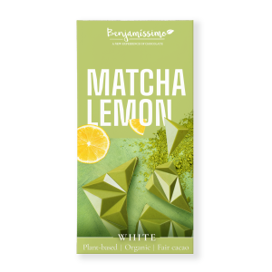 TABLICZKA KAKAOWA HERBATA MATCHA – CYTRYNA BEZGLUTENOWA BIO 60 g – BENJAMISSIMO