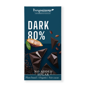 CZEKOLADA GORZKA 80 % BEZ DODATKU CUKRÓW BEZGLUTENOWA BIO 60 g – BENJAMISSIMO