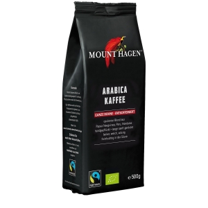 KAWA ZIARNISTA BEZKOFEINOWA ARABICA 100 % FAIR TRADE BIO 500 g – MOUNT HAGEN
