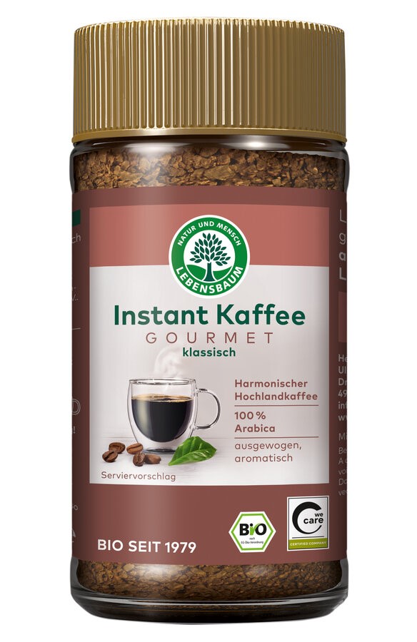 KAWA ROZPUSZCZALNA LIOFILIZOWANA ARABICA GOURMET 100 % BIO 100 g – LEBENSBAUM KAWA ROZPUSZCZALNA LIOFILIZOWANA ARABICA GOURMET 100 % BIO 100 g – LEBENSBAUM
