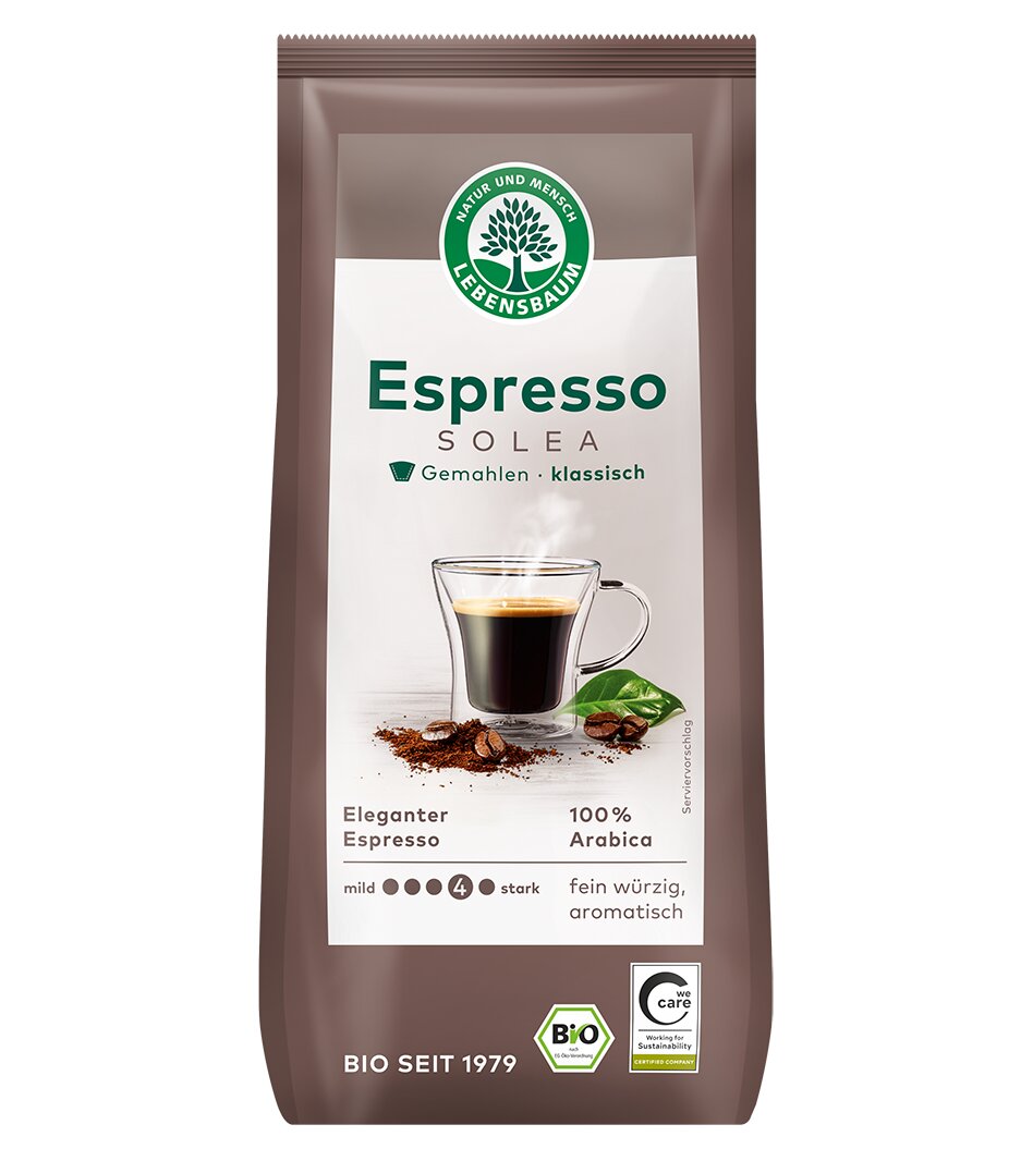 KAWA MIELONA ARABICA 100 % ESPRESSO SOLEA BIO 250 g – LEBENSBAUM KAWA MIELONA ARABICA 100 % ESPRESSO SOLEA BIO 250 g – LEBENSBAUM