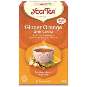 HERBATKA IMBIROWO – POMARAŃCZOWA Z WANILIĄ (GINGER ORANGE WITH VANILLA) BIO (17 x 1,8 g) 30,6 g – YOGI TEA