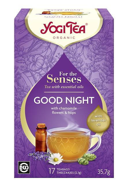 HERBATKA DLA ZMYSŁÓW NA DOBRANOC Z OLEJKIEM LAWENDOWYM (FOR THE SENSES GOOD NIGHT) BIO (17 x 2,1 g) 35,7 g – YOGI TEA HERBATKA DLA ZMYSŁÓW NA DOBRANOC Z OLEJKIEM LAWENDOWYM (FOR THE SENSES GOOD NIGHT) BIO (17 x 2,1 g) 35,7 g – YOGI TEA