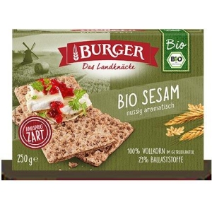 PIECZYWO CHRUPKIE BŁONNIKOWE ŻYTNIE RAZOWE Z SEZAMEM BIO 250 g – BURGER