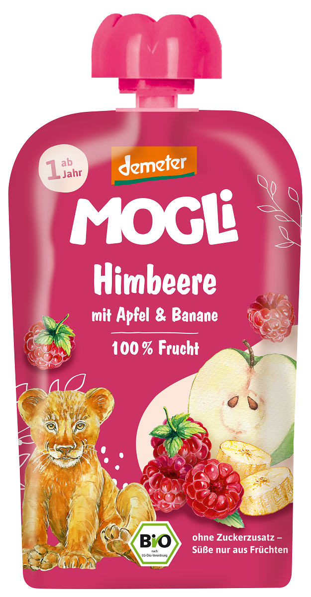 MUS JABŁKO – BANAN – MALINA BEZ DODATKU CUKRÓW OD 1 ROKU DEMETER BIO 100 g – MOGLI MUS JABŁKO – BANAN – MALINA BEZ DODATKU CUKRÓW OD 1 ROKU DEMETER BIO 100 g – MOGLI