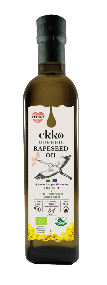 OLEJ RZEPAKOWY TŁOCZONY NA ZIMNO OMEGA-3 BIO 1 L – EKKO OLEJ RZEPAKOWY TŁOCZONY NA ZIMNO OMEGA-3 BIO 1 L – EKKO