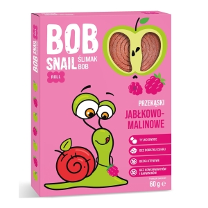 PRZEKĄSKA ROLL JABŁKO – MALINA BEZ DODATKU CUKRÓW BEZGLUTENOWA 60 g – BOB SNAIL