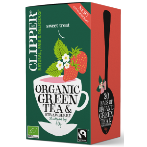 HERBATA ZIELONA Z TRUSKAWKĄ FAIR TRADE BIO (20 x 2 g) 40 g – CLIPPER