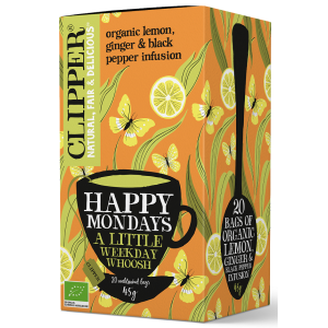 HERBATKA CYTRYNOWA Z IMBIREM I CZARNYM PIEPRZEM (HAPPY MONDAYS) BIO (20 x 2,25 g) 45 g – CLIPPER HERBATKA CYTRYNOWA Z IMBIREM I CZARNYM PIEPRZEM (HAPPY MONDAYS) BIO (20 x 2,25 g) 45 g – CLIPPER