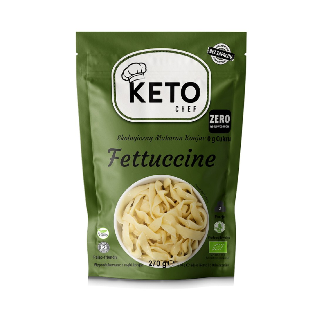 MAKARON (KONJAC) FETTUCCINE BEZGLUTENOWY BIO 270 g (200 g) – KETO CHEF MAKARON (KONJAC) FETTUCCINE BEZGLUTENOWY BIO 270 g (200 g) – KETO CHEF