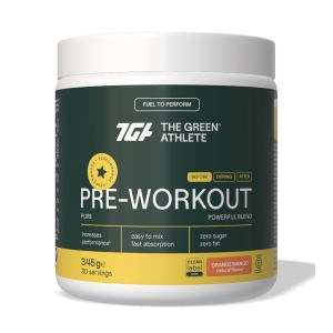 PRE-WORKOUT O SMAKU POMARAŃCZY I MANGO BEZGLUTENOWA 345 g – THE GREEN ATHLETE