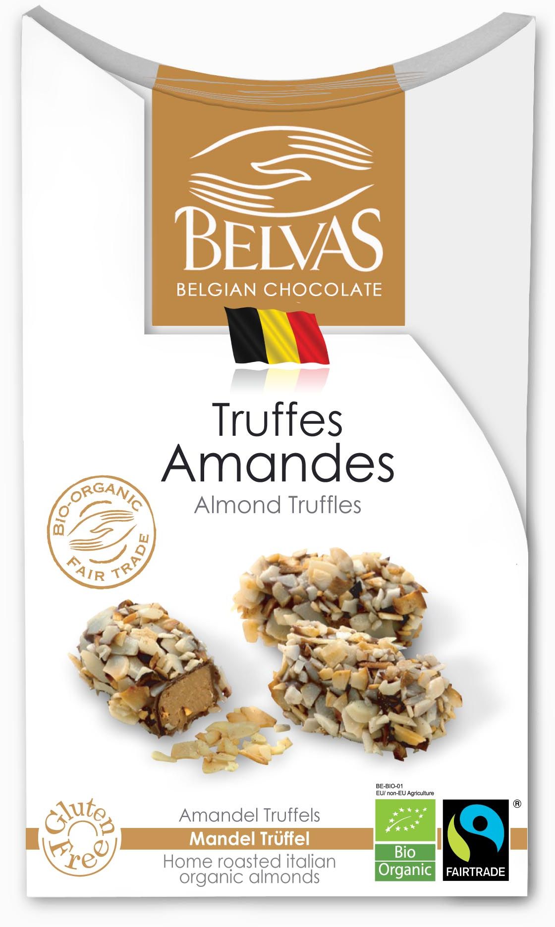 CZEKOLADKI BELGIJSKIE TRUFLE Z MIGDAŁAMI FAIR TRADE BEZGLUTENOWE BIO 100 g – BELVAS CZEKOLADKI BELGIJSKIE TRUFLE Z MIGDAŁAMI FAIR TRADE BEZGLUTENOWE BIO 100 g – BELVAS