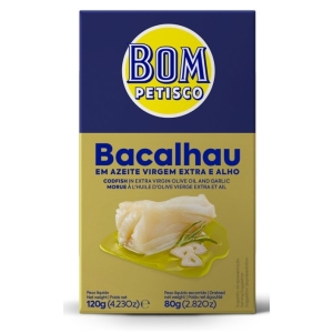 DORSZ Z CZOSNKIEM W OLIWIE Z OLIWEK EXTRA VIRGIN 120 g – BOM PETISCO